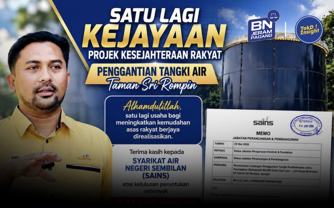 RM400,000 DILULUSKAN BAGI PENGGANTIAN TANGKI AIR TAMAN SRI ROMPIN, JEMPOL